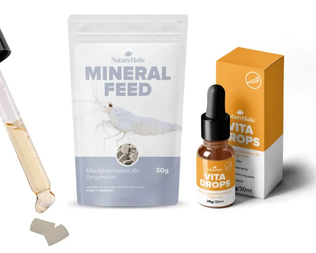 NatureHolic Mineralfeed + Vita Drops Garnelenfutter Set