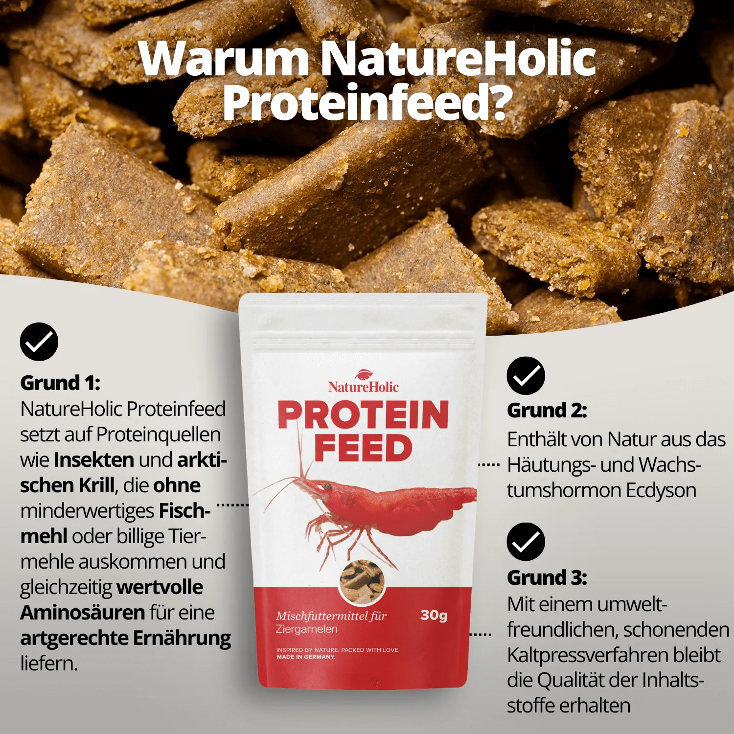 NatureHolic Proteinfeed Garnelenfutter 30 g Proteinfutter