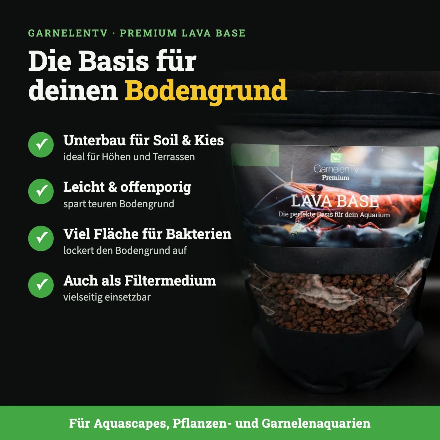 GarnelenTv Lava Base Lavagestein 3 kg 2-8 mm Unterbau