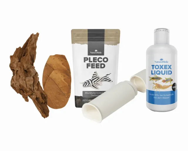 NatureHolic Alles für Welse Set Futter Pflege Versteck