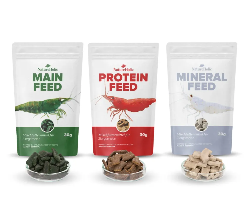 NatureHolic Futter Paket Garnelenfutter 3er-Set kaltgepresst stark