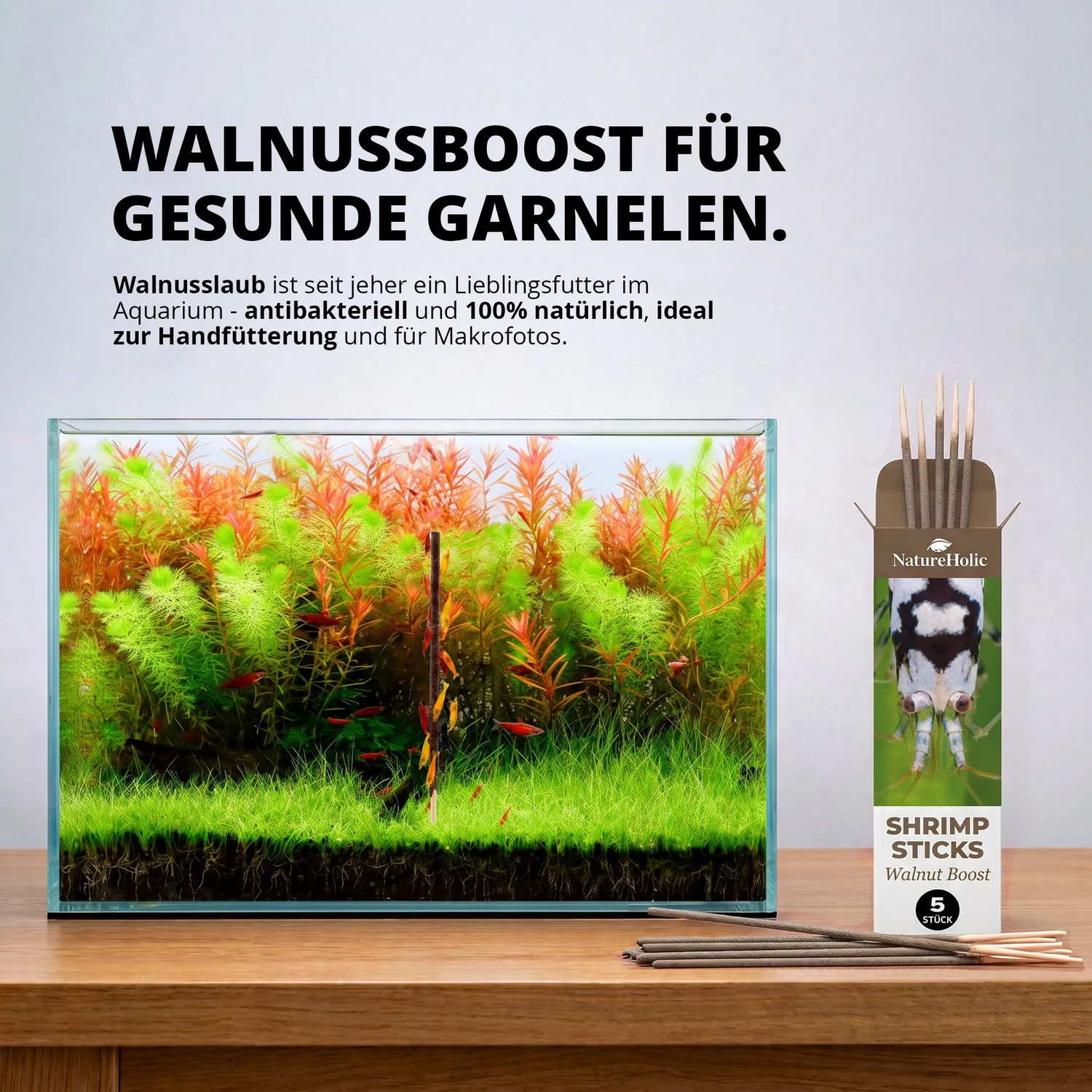 NatureHolic Walnut Boost Garnelen Lollies 5 Stück Walnuss