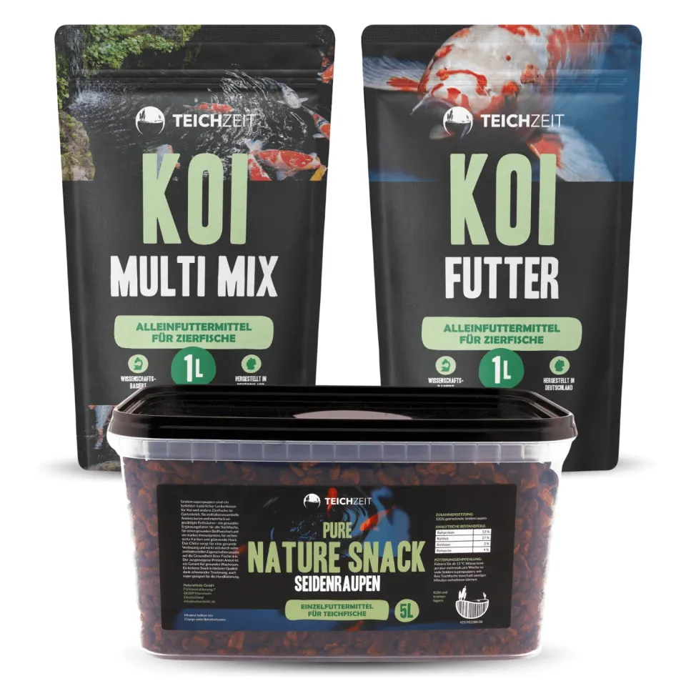 NatureHolic Teichzeit Koi Sorglospaket Futter 3er Set schwimmend