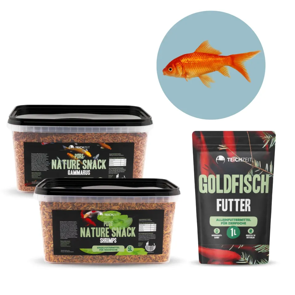 NatureHolic Teichzeit Goldfisch Futterpaket 3-teilig Snacks