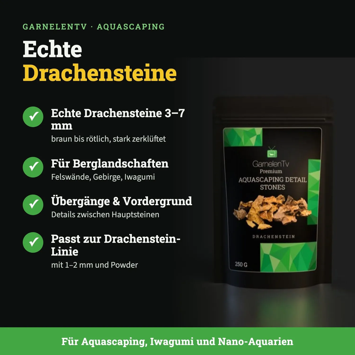 GarnelenTv Detail Stones Drachenstein 3-7 mm Steine 250 g zerklüftet