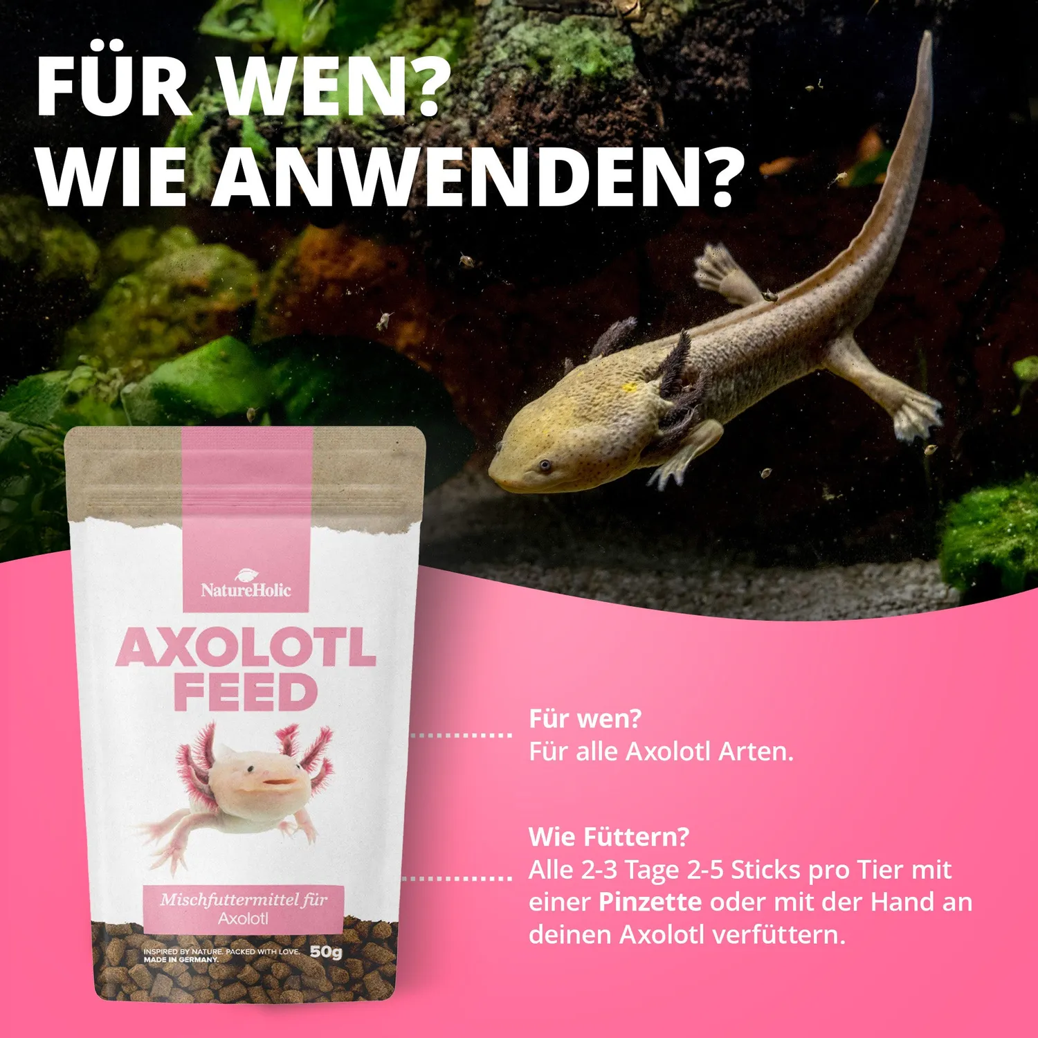 NatureHolic AxolotlFeed Spezialfutter 50g soft