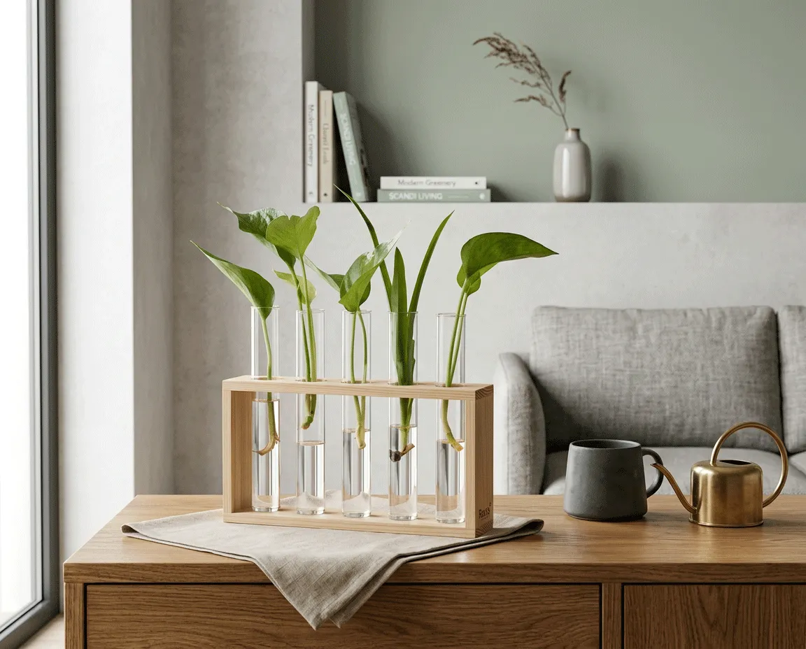 NatureHolic Stecklings-Rack Anzuchtstation 5 Gläser Holz