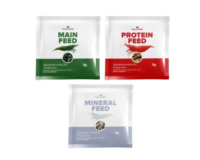 NatureHolic 3 in 1 Shrimp Mix Garnelenfutter Probierset Pads
