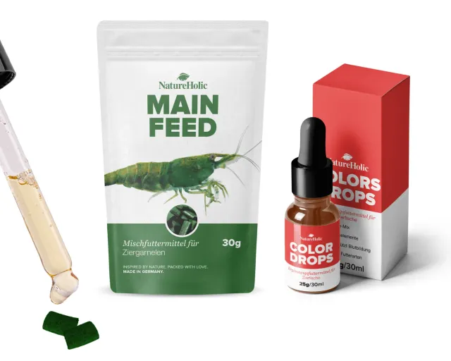 NatureHolic Garnelenfutter Mainfeed Color Drops Farb-Set
