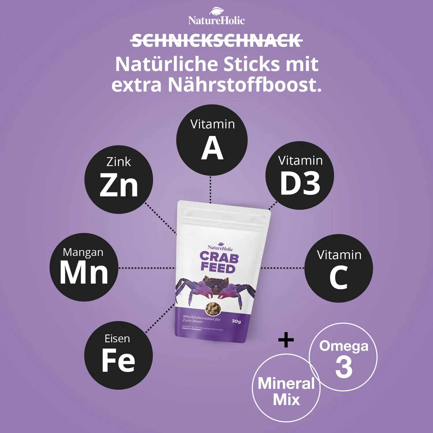 NatureHolic Krabbenfeed Krabbenfutter 30 g Sticks Chitin