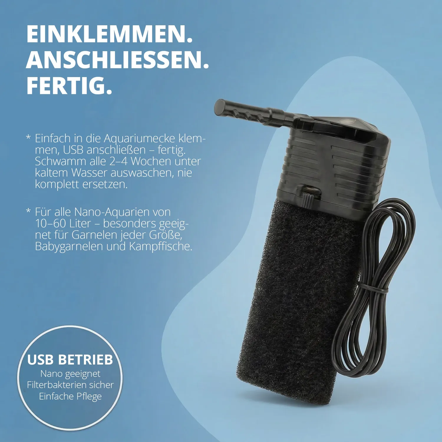 NatureHolic Nano Eckfilter Innenfilter 10-60 Liter babysicher