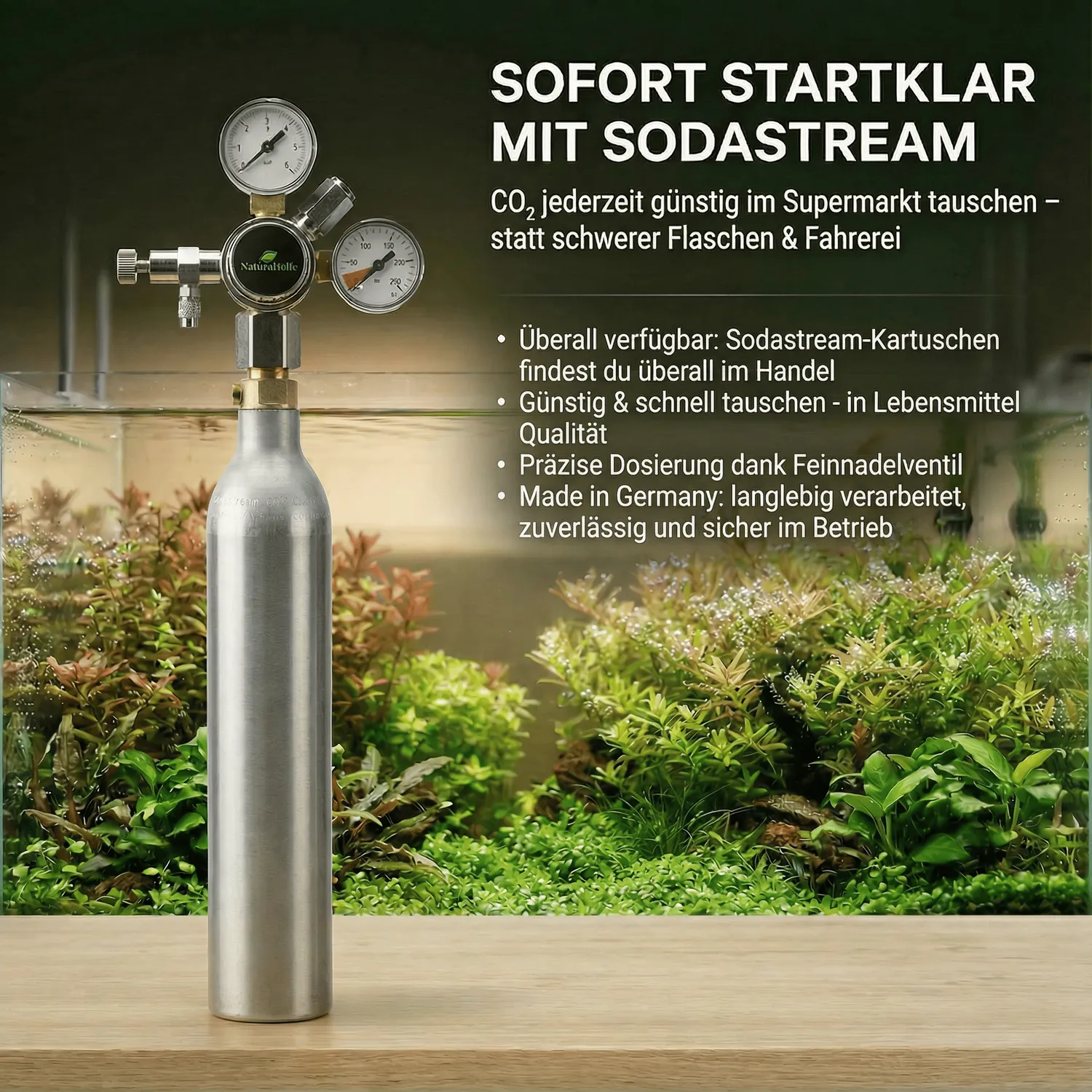 NatureHolic Sodastream CO2 Druckminderer Aquarien Düngung