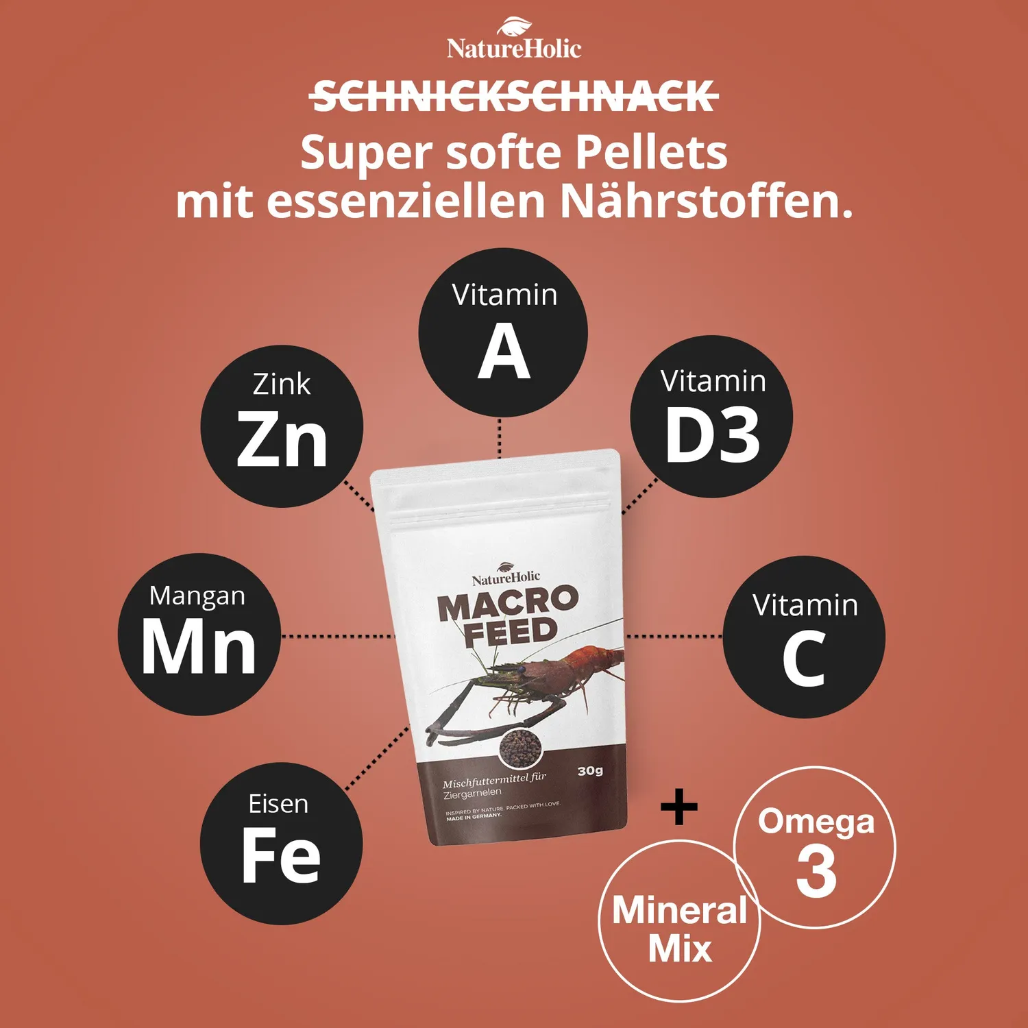 NatureHolic Macrofeed Großarmgarnelenfutter 30g