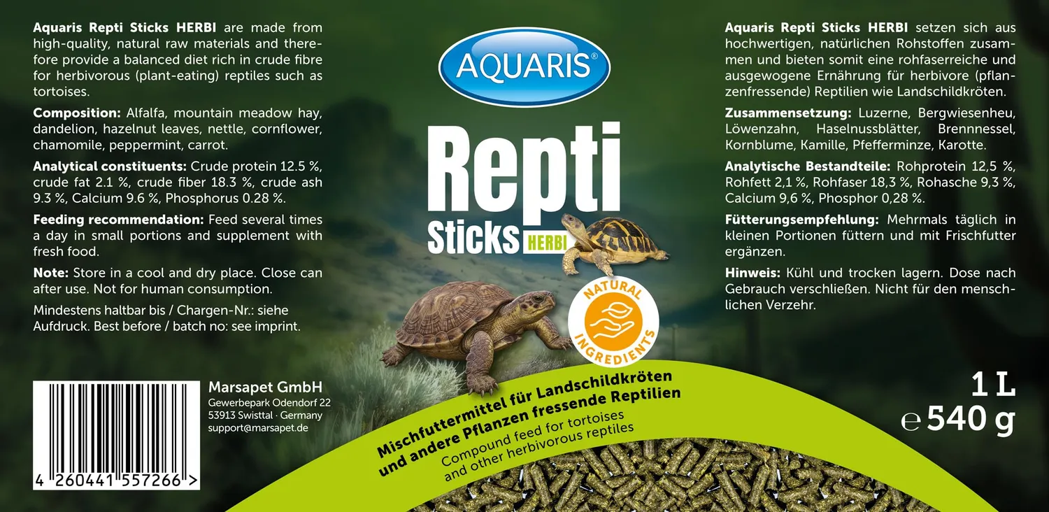 AQUARIS Repti Sticks Herbi Schildkrötenfutter 540 g