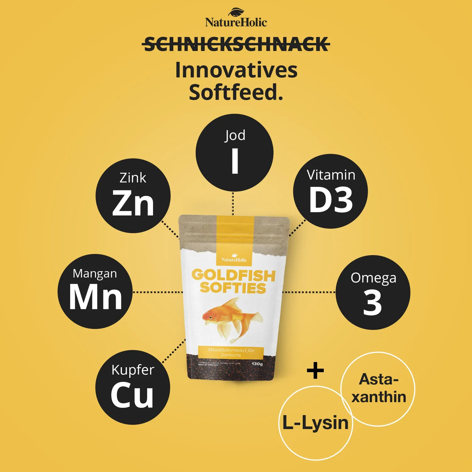 NatureHolic Goldfish Softies Goldfischfutter 130g schwimmend