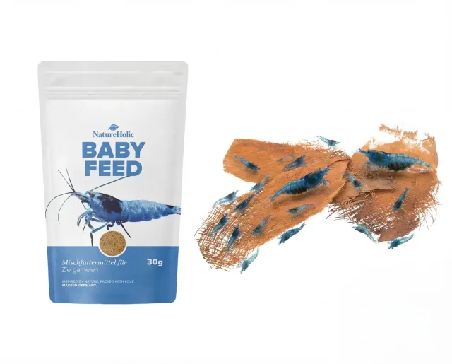 NatureHolic Garnelen Baby Sorglospaket Babyfeed Arecafaser Set